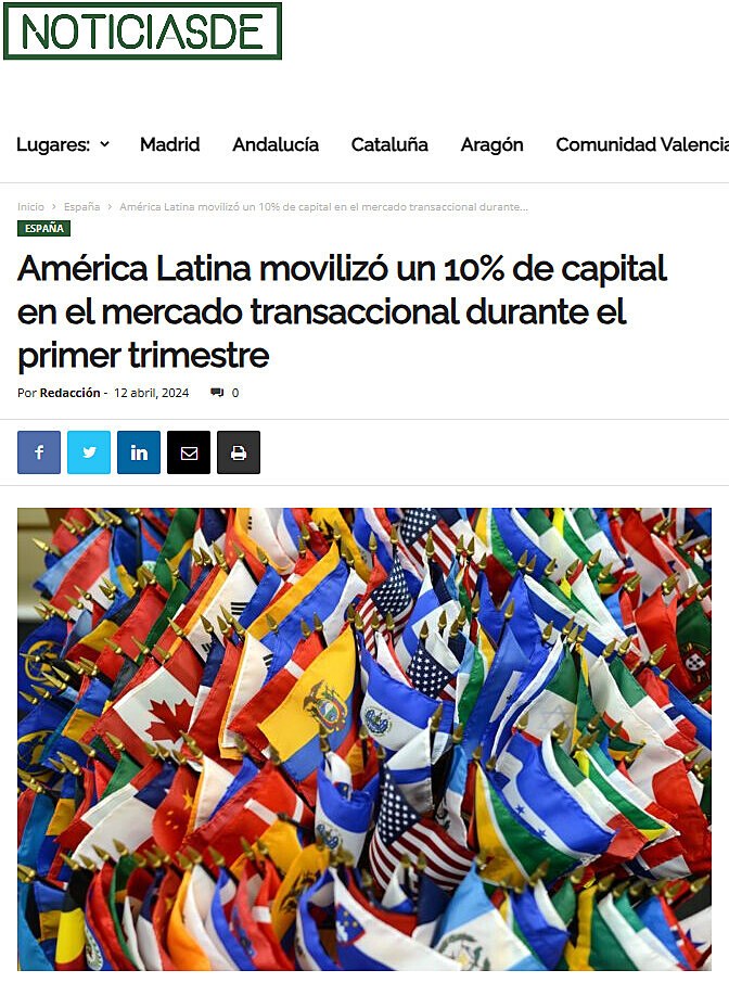 Amrica Latina moviliz un 10% de capital en el mercado transaccional durante el primer trimestre